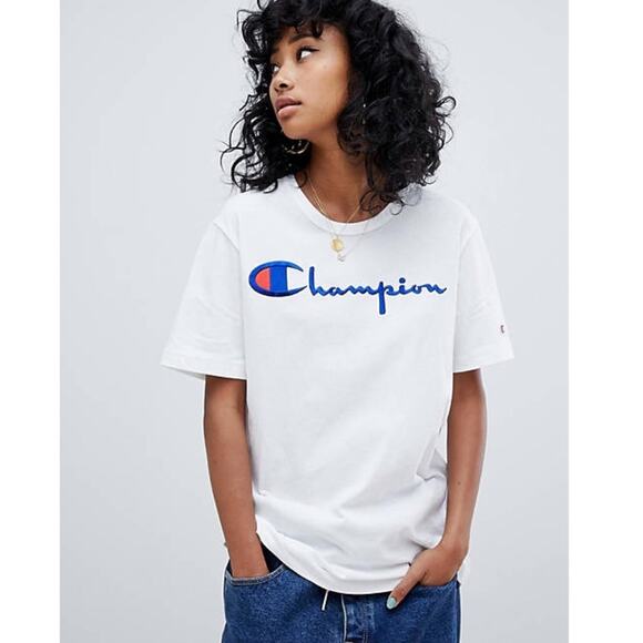 CHAMPION • White Short Sleeve Logo Tee T-Shirt - Picture 1 of 6